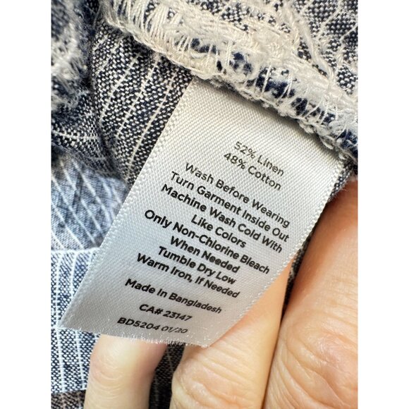 Talbots Womens Linen-Blend Shorts Size 6P Blue Striped Drawstring Lounge Summer - Picture 3 of 12